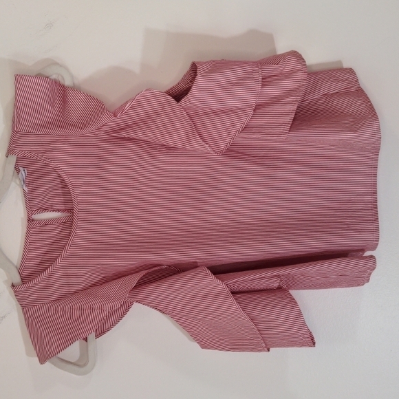 𝅺CLUB Monaco Hamisi Red White Striped Cold-shoulder Ruffle Top xs - Picture 4 of 8